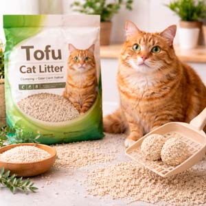Arena aglomerante de tofu para gatos: ligera, natural y fácil de limpiar